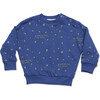 Baby Stars Print Ribbed Neck & Cuff Sweatshirt, Indigo - Sweatshirts - 1 - thumbnail