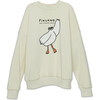 Seagull Print Ribbed Neck & Cuff Sweatshirt, Oatmeal - Sweatpants - 1 - thumbnail