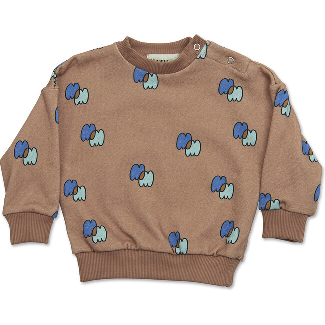 Baby Logo Print Ribbed Neck & Cuff Sweatshirt, Clay