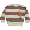 Baby Striped Ribbed Neck & Cuff Sweatshirt, Clay - Sweatshirts - 1 - thumbnail