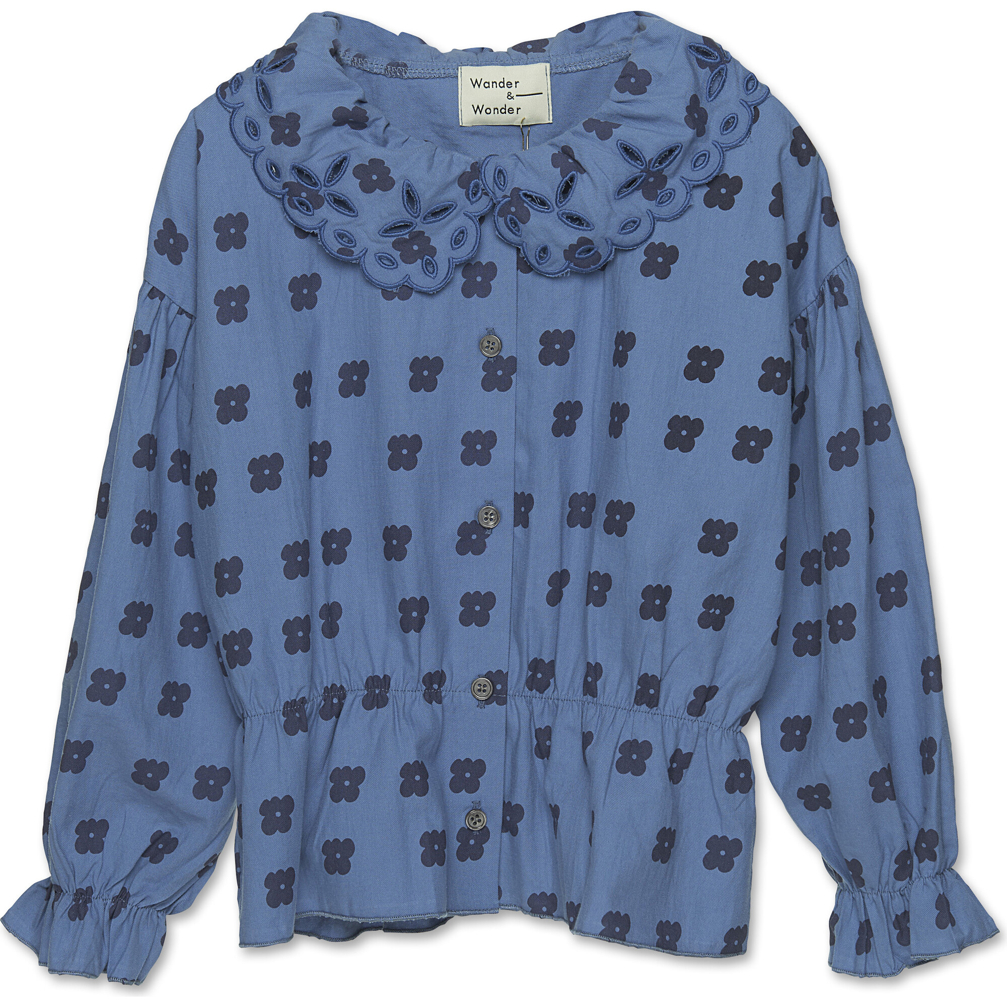 Aila Floral Embroidered Scallop Collar Blouse, Rain - Blouses - 1