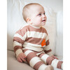 Baby Striped Ribbed Neck & Cuff Sweatshirt, Clay - Sweatshirts - 2