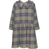 Lumi Plaid Peter Pan Collar Long Sleeve Elasticated Waist Dress, Beige - Dresses - 1 - thumbnail