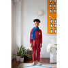 Flannel Buttoned Round Neck Zipped Overall, Currant - Rompers - 2