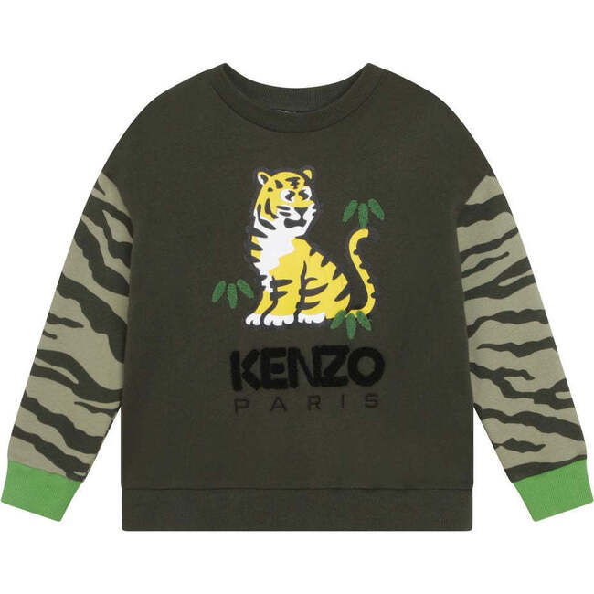 Tiger Patch Crewneck Sweatshirt, Green