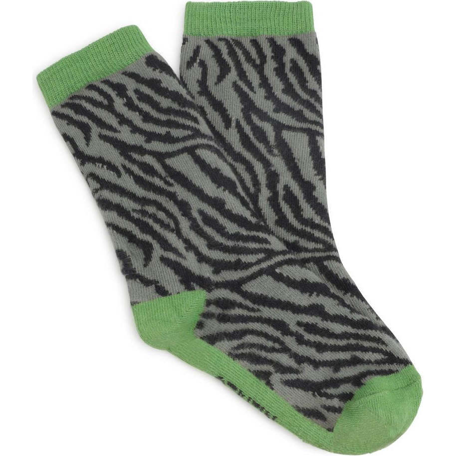 Tiger Stripe Socks, Green - Socks - 1