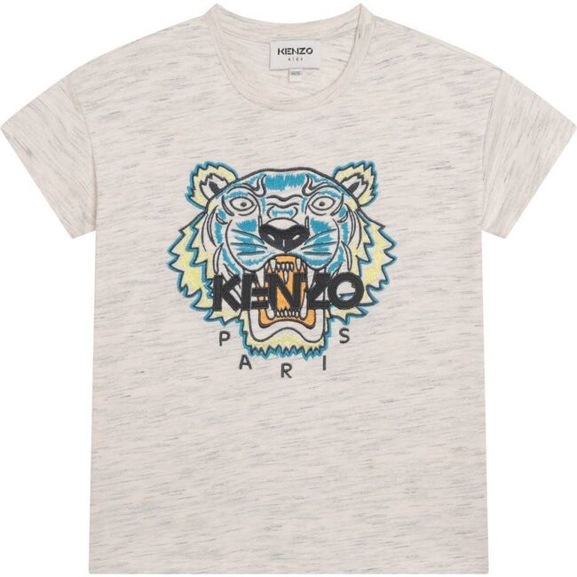 Tiger Logo Print T-Shirt, Off White