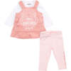 3pc Logo Graphic Dress Outfit, Pink - Mixed Apparel Set - 1 - thumbnail