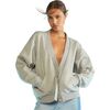 Women's Sweatshirt Cardigan, Heather Grey - Sweaters - 1 - thumbnail