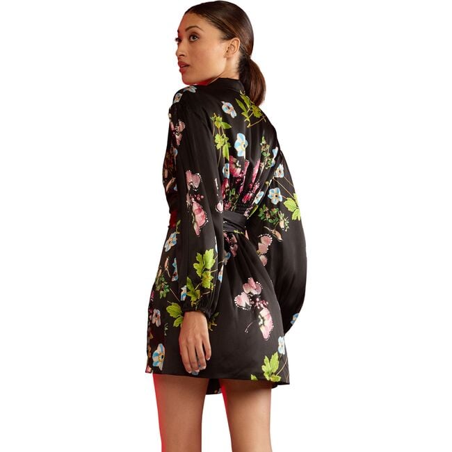 Women's Silk Wrap Dress, Night Garden - Dresses - 3