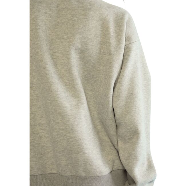 Women's Sweatshirt Cardigan, Heather Grey - Sweaters - 3