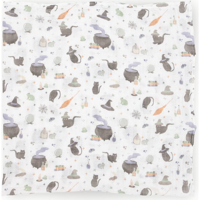 Cotton Muslin Swaddle Single, Cats & Cauldrons - Swaddles - 3