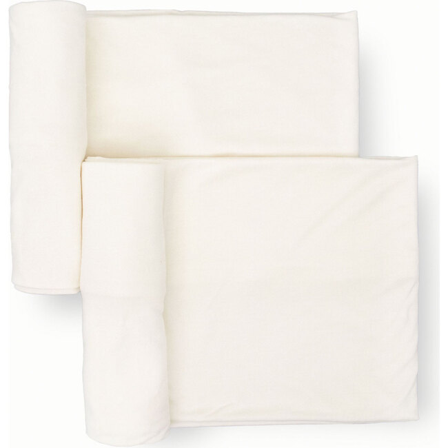 Stretch Knit Swaddle Blanket, White (Pack Of 2)