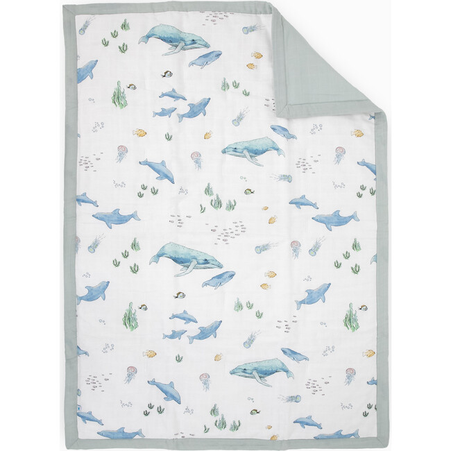 Toddler Cotton Muslin Comforter, Whales