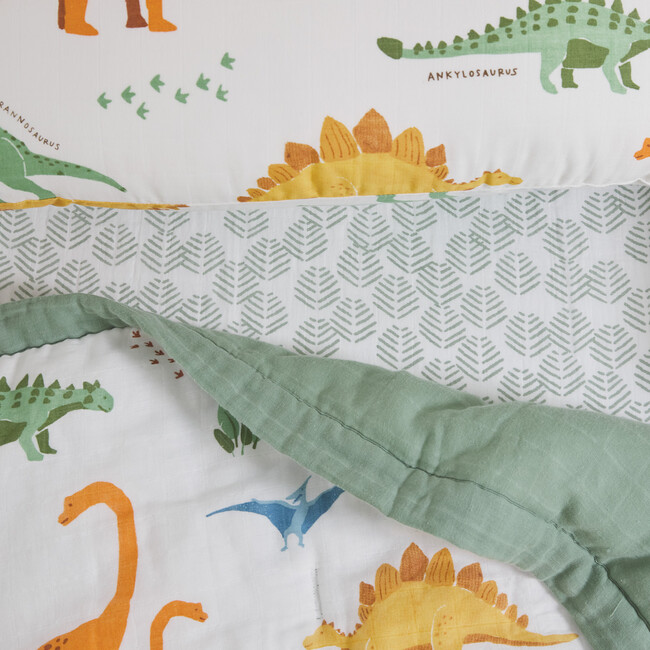 Toddler Cotton Muslin 3-Piece Bedding Set, Dino Names - Duvet Sets - 4