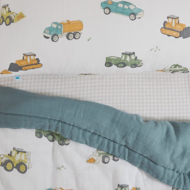 Toddler Cotton Muslin 3-Piece Bedding Set, Trucks - Duvet Sets - 4