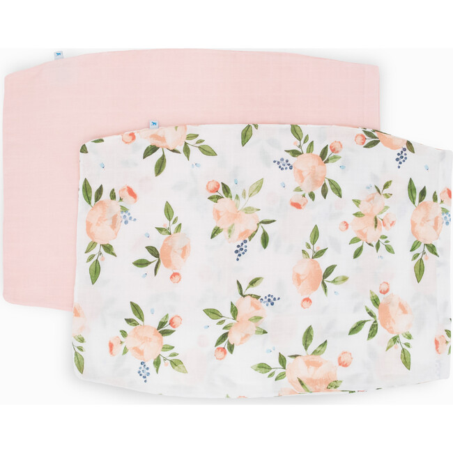 Cotton Muslin Pillowcase, Watercolor Roses (Pack Of 2)