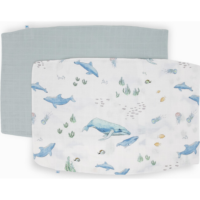 Cotton Muslin Pillowcase, Whales (Pack Of 2)