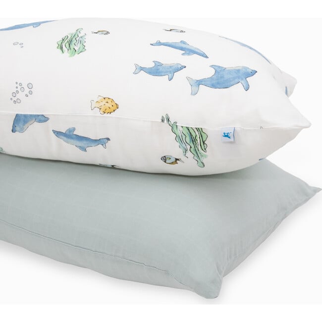 Cotton Muslin Pillowcase, Whales (Pack Of 2) - Sheets - 2