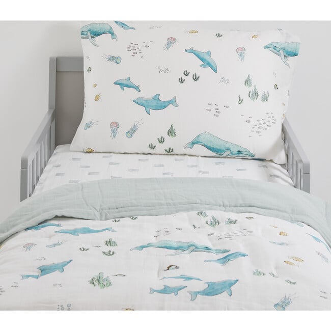 Toddler Cotton Muslin 3-Piece Bedding Set, Whales - Duvet Sets - 6