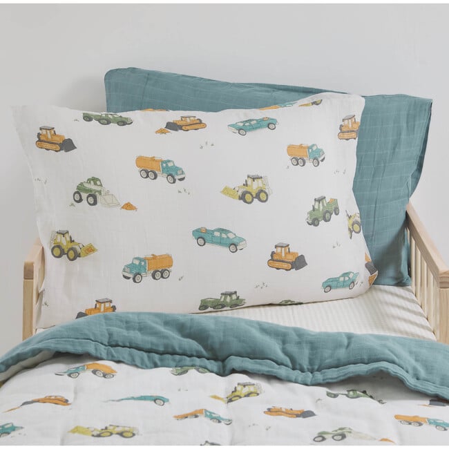 Cotton Muslin Pillowcase, Trucks (Pack Of 2) - Sheets - 3