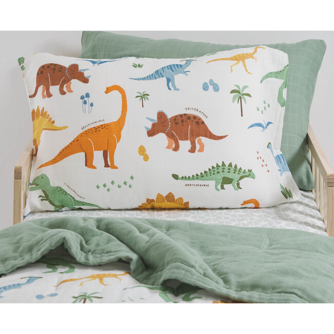 Cotton Muslin Pillowcase, Dino Names (Pack Of 2) - Sheets - 3