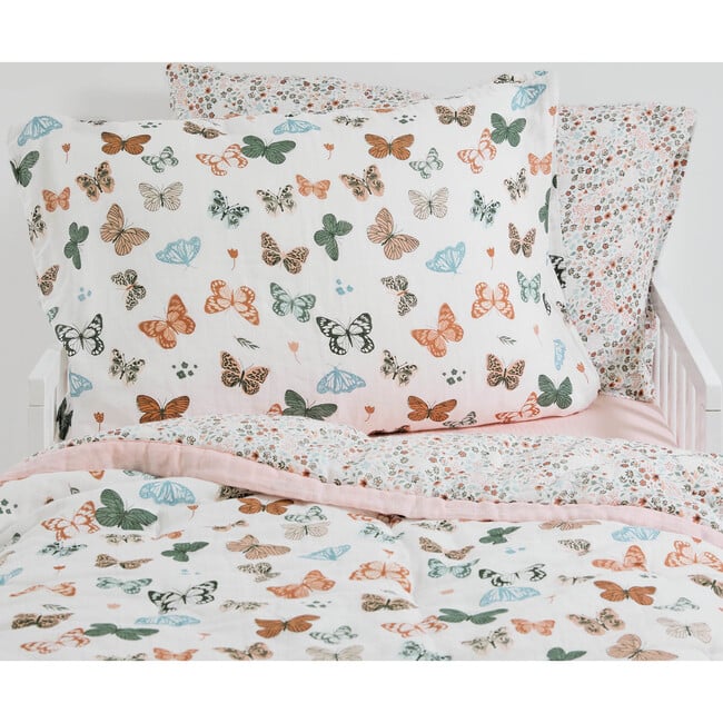 Cotton Muslin Pillowcase, Butterflies (Pack Of 2) - Sheets - 3