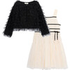 Mesh Tulle Smocked Dress & Cardigan 2-Piece Set, Off-White - Dresses - 1 - thumbnail