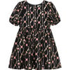 Infinity Floral Vine Puff Sleeve Woven Dress, Black - Dresses - 1 - thumbnail