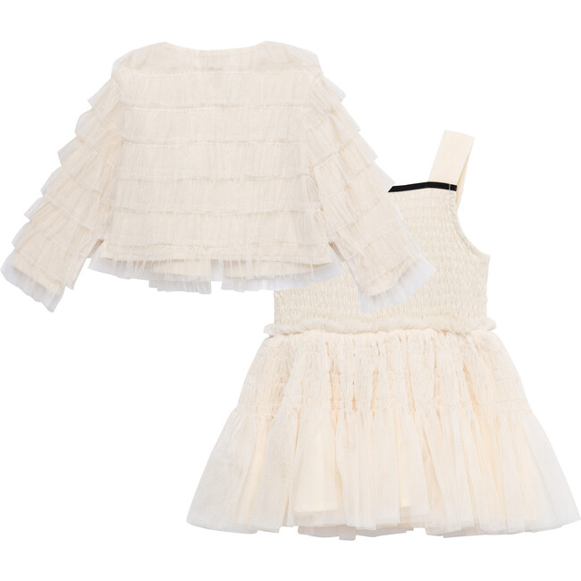 Baby Mesh Tulle Smock Dress & Cardigan 2-Piece Set, Off-White - Dresses - 2