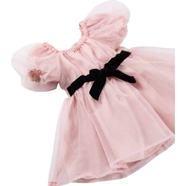 Baby Puff Sleeve Velvet Bow Organza Tulle Dress, Pink - Dresses - 3