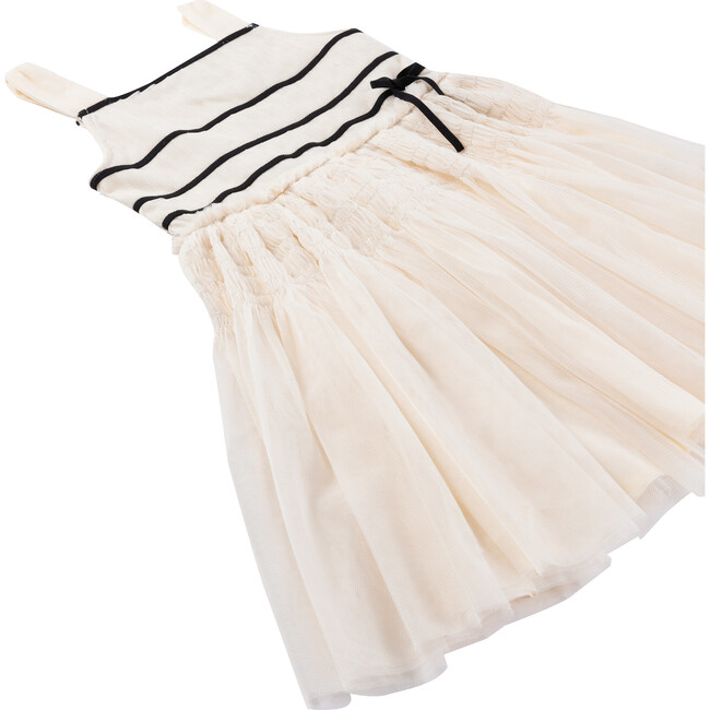 Mesh Tulle Smocked Dress & Cardigan 2-Piece Set, Off-White - Dresses - 3