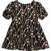 Baby Infinity Floral Vine Puff Sleeve Woven Dress, Black - Dresses - 2