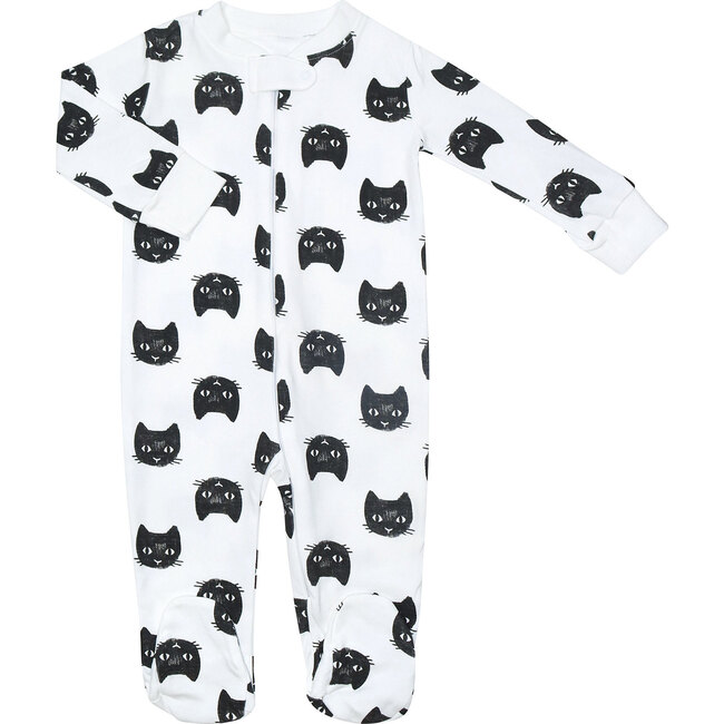 Spooky Black Cat Zipper Romper, Black - Rompers - 2
