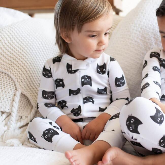 Spooky Black Cat Zipper Romper, Black - Rompers - 3