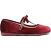 Velvet T-Strap Party Shoes, Burgundy - T-Straps - 1 - thumbnail