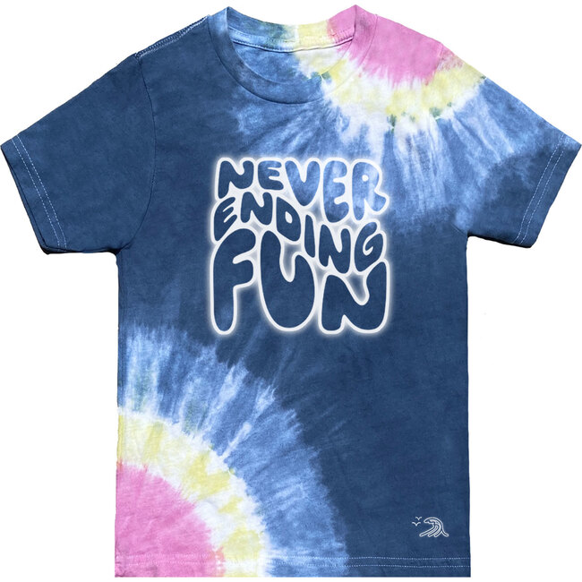 Fun Tie-Dye Print Rib Knit Crew Neck T-Shirt, Navy