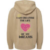 Dreams Washed Print Fleece Hoodie, Tan - Sweatshirts - 1 - thumbnail