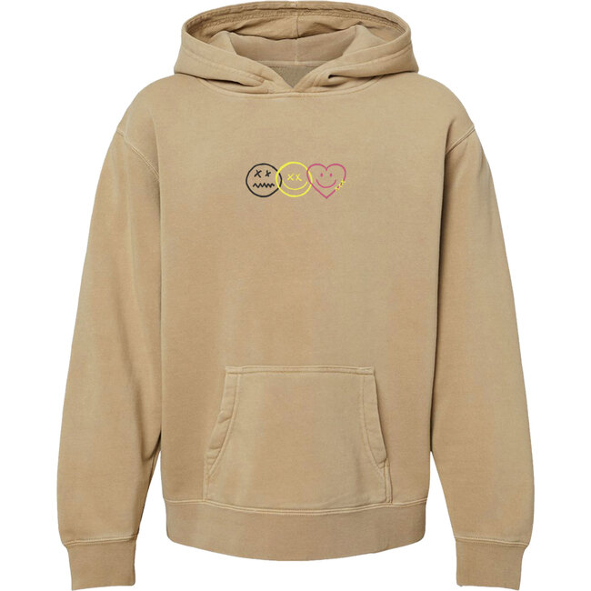Dreams Washed Print Fleece Hoodie, Tan - Sweatshirts - 2