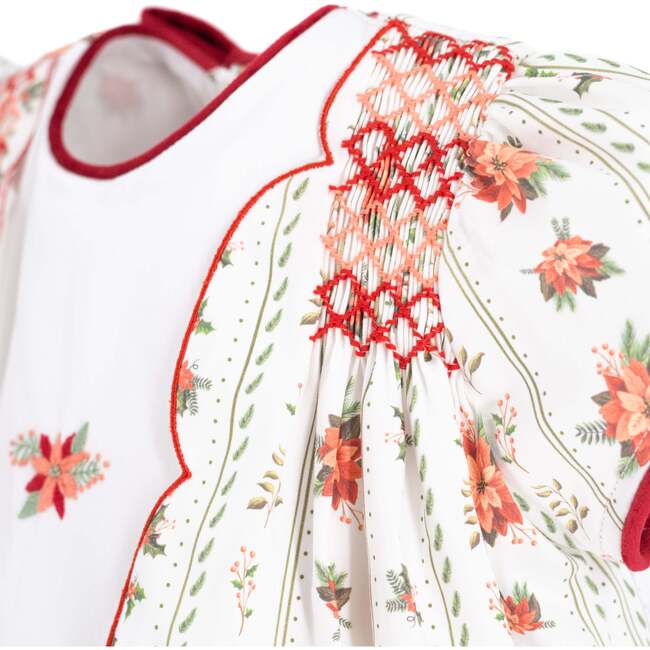 Poinsettia Girl Bubble, White - Onesies - 5