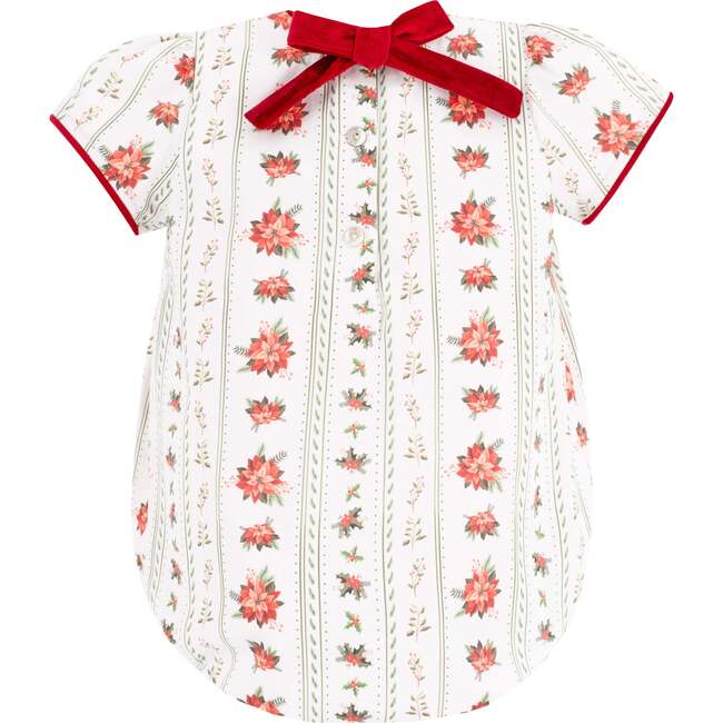 Poinsettia Girl Bubble, White - Onesies - 6