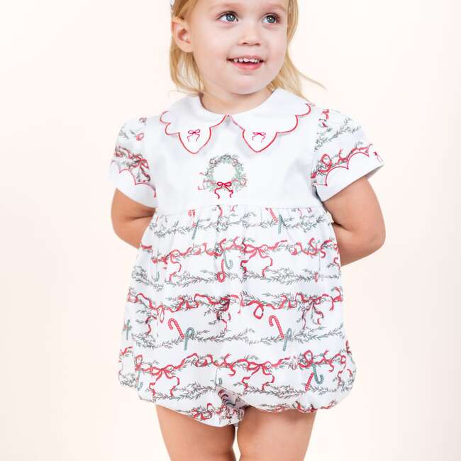 Wreath Girl Bubble, White - Onesies - 5