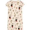 Babar x The Animals Observatory Elephants Butterfly Flamingo Kids Dress, Ecru - Dresses - 1 - thumbnail