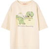Babar x The Animals Observatory Elephant Park Rooster Oversize Kids T-Shirt, Ecru - T-Shirts - 1 - thumbnail