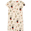 Babar x The Animals Observatory Elephants Butterfly Flamingo Kids Dress, Ecru - Dresses - 2