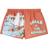 Babar x The Animals Observatory Elephant Boat Puppy Kids Swimsuit, Orange - One Pieces - 1 - thumbnail
