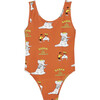 Babar x The Animals Observatory Elephants Wedding Trout Kids Swimsuit, Orange - One Pieces - 1 - thumbnail