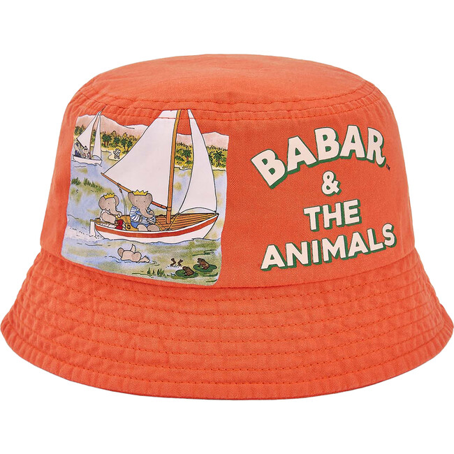 Babar x The Animals Observatory Elephant Boat Starfish Kids Cap, Deep Orange