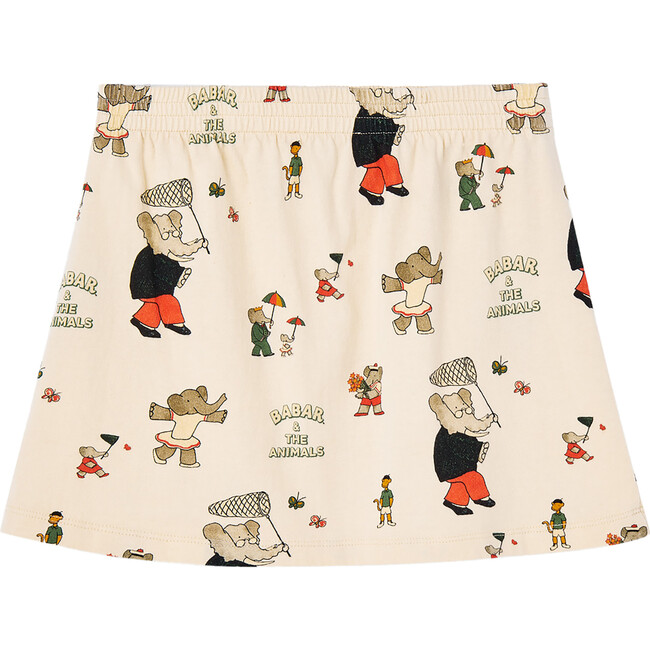 Babar x The Animals Observatory Elephants Butterfly Wombat Kids Skirt, Ecru - Skirts - 2