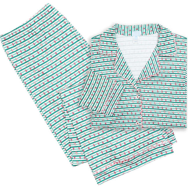 Balsam Stripe Women's Button Front Long Pajama Set, Multi